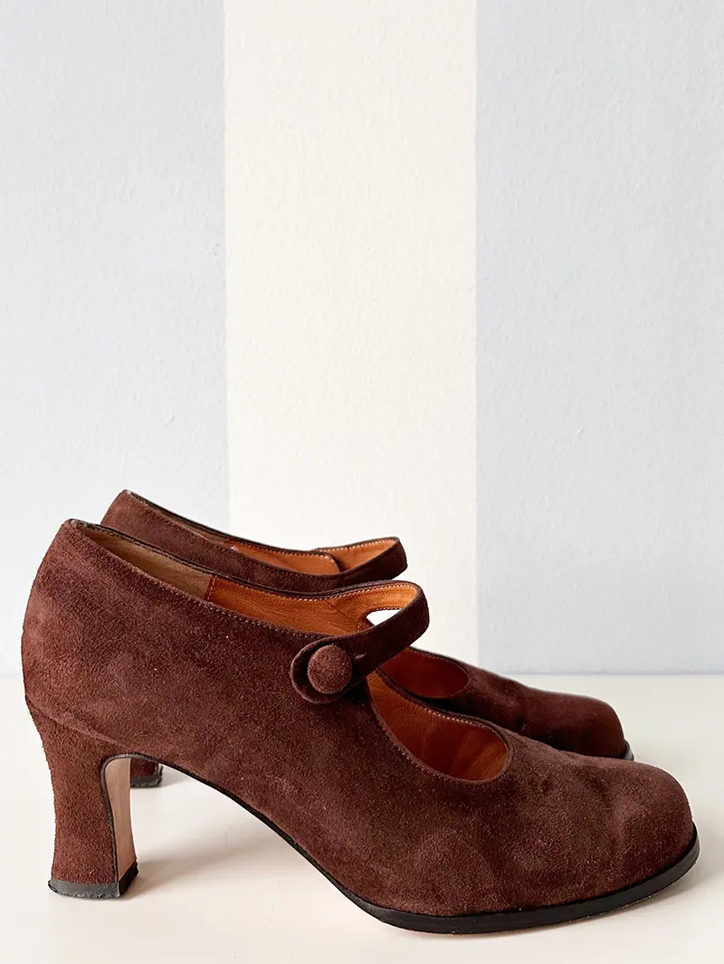 Bruine zachte suede pumps | 37