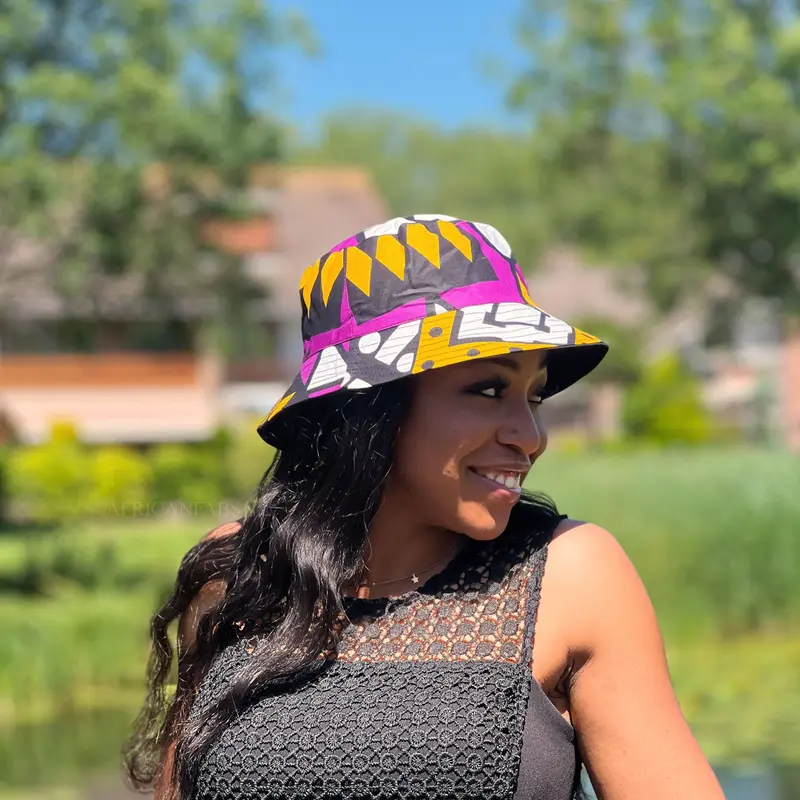 Bucket hat / Fisherman hat with African print - Purple Samakaka - Kids & Adults sizes (Unisex)