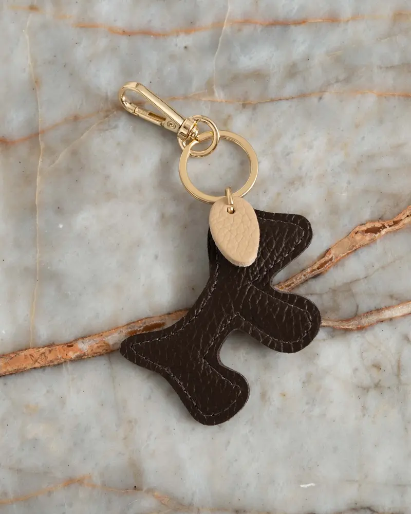 Bumpy Dog Bag Charm Cognac
