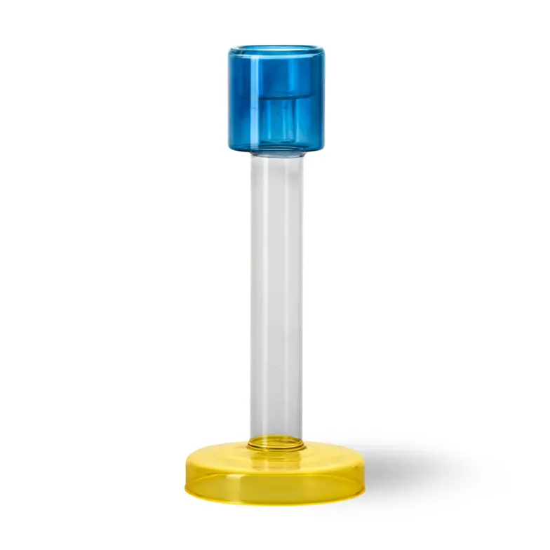 Buro Berger Bole Kandelaar large | Glas Blauw & Geel | Lex Pott