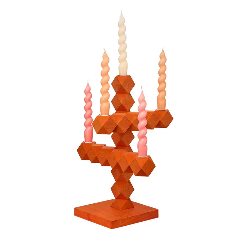 Buro Berger Clean Cut Kandelaar 5 Oranje Hout | Bertjan Pot