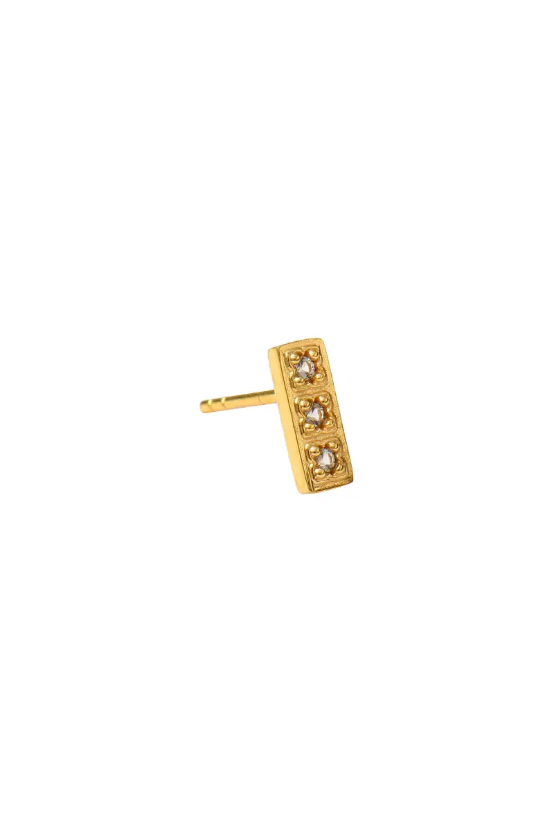 Carbon Bar Stud Earring - Gold