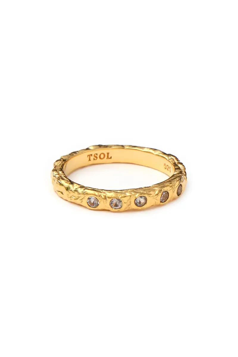 Carbon Pebble Ring - Gold