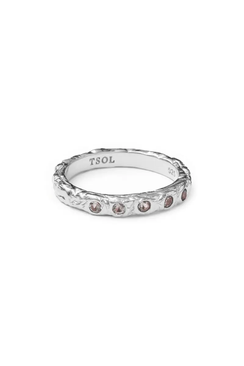 Carbon Pebble Ring - Silver