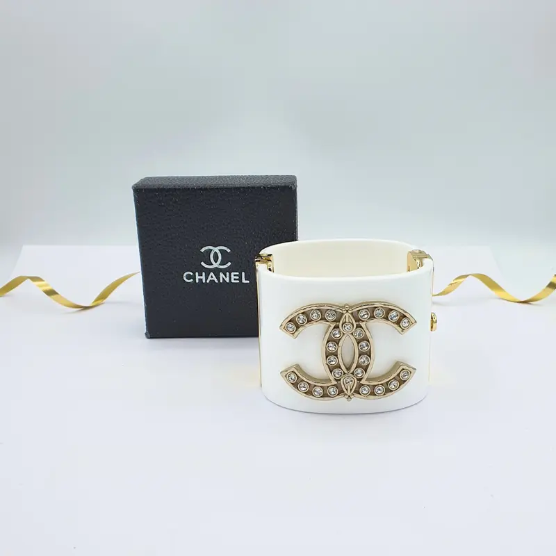 Chanel CC White Resin Logo Bracelet