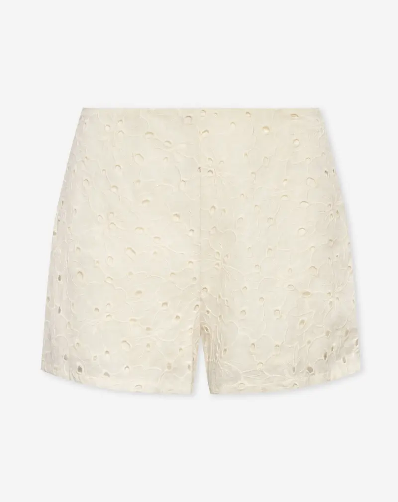 CHRISSY EMBROIDERY ANGLAISE SHORTS CRÈME