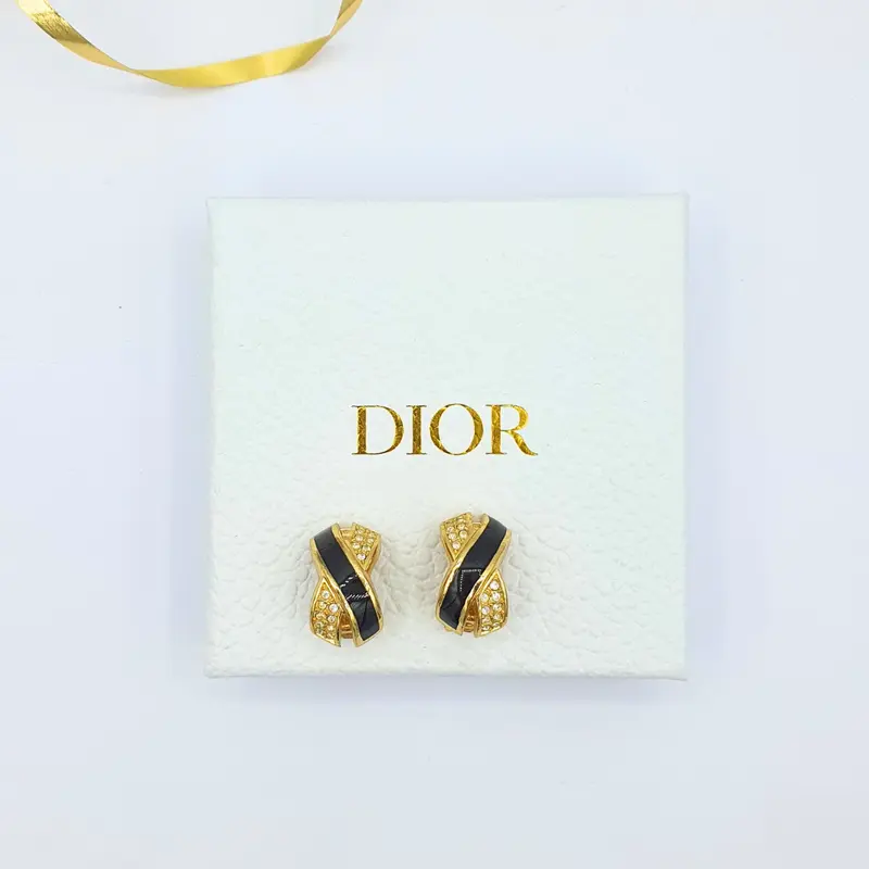 Christian Dior Cross Motif Clip Earrings