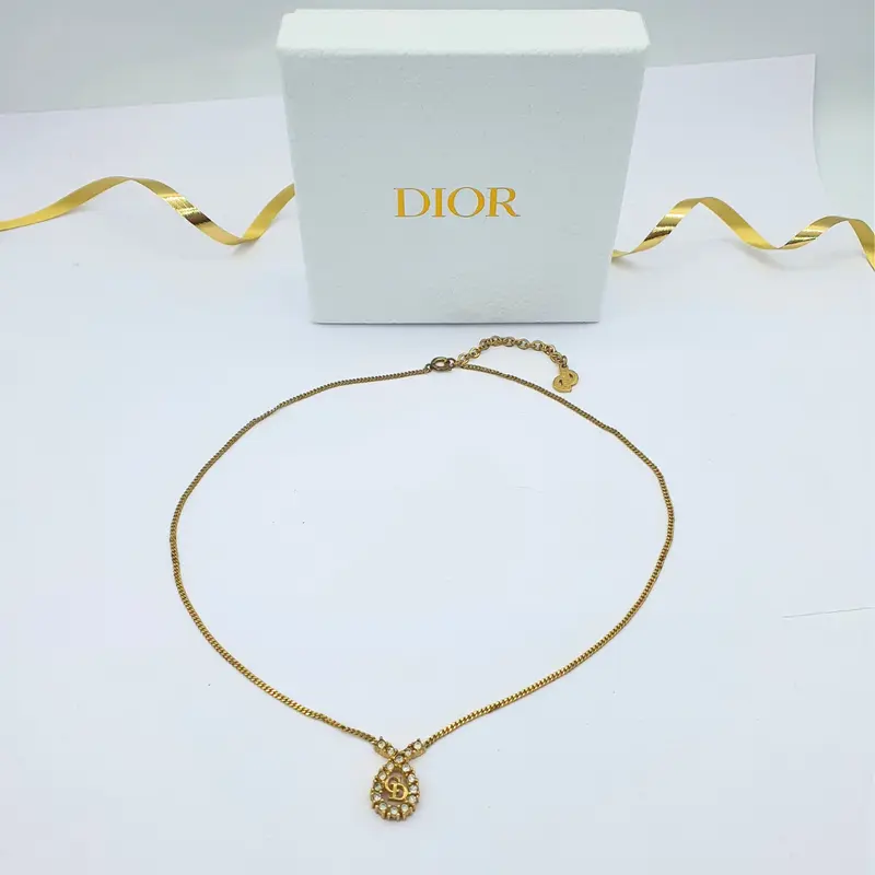 Christian Dior Crystal CD Logo Necklace