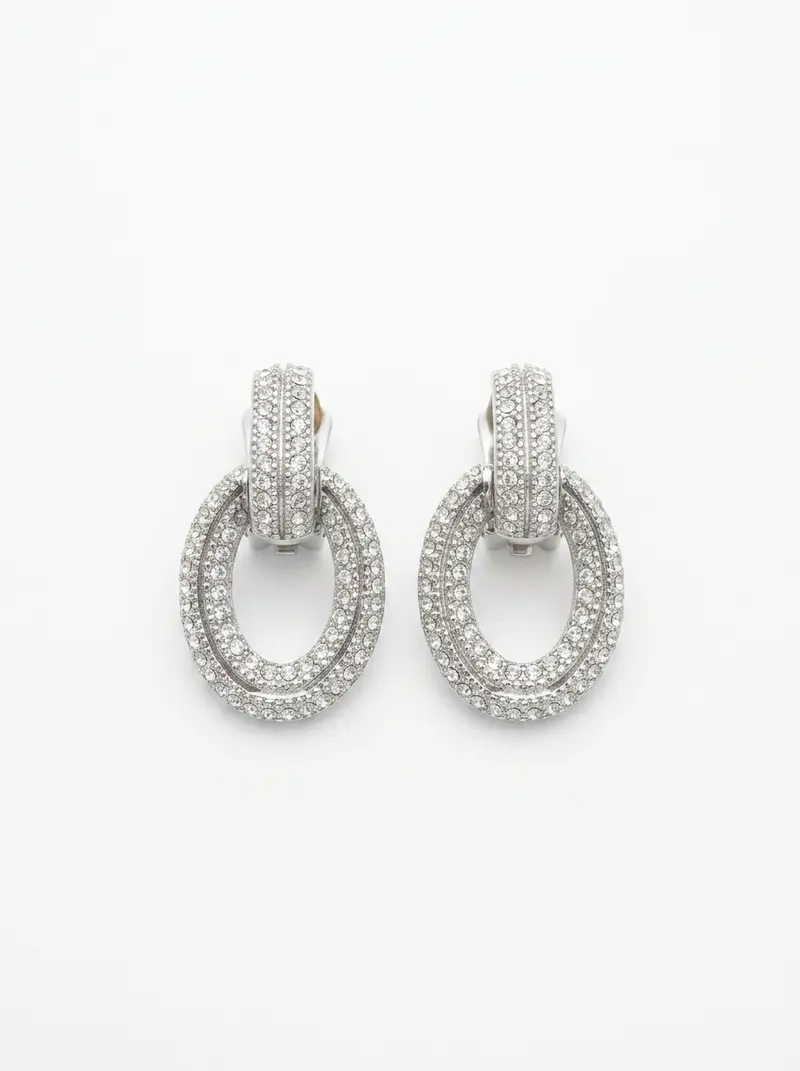 Christian Dior Crystal Pavé Statement Clip Earrings