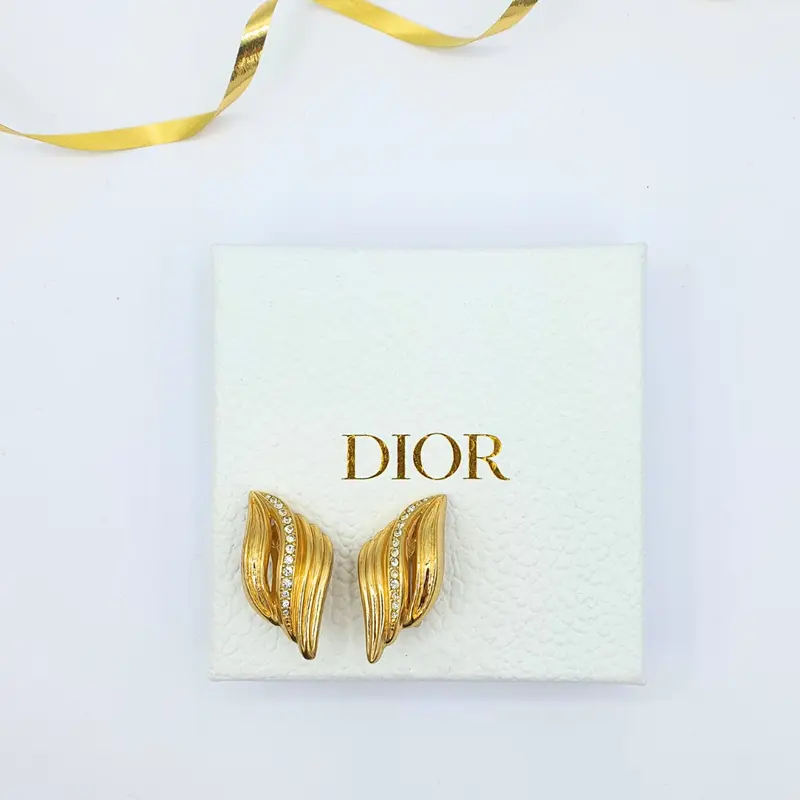 Christian Dior Curled Leaf Clip Earrings
