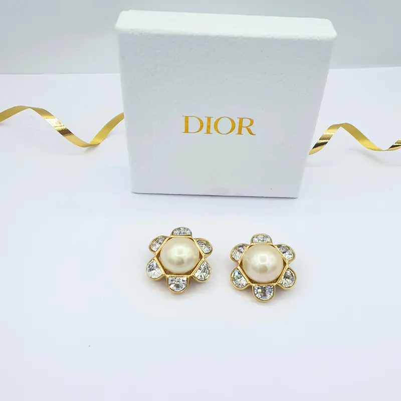Christian Dior Flower-Shaped Clip Earrings