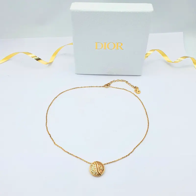 Christian Dior Round CD Logo Necklace