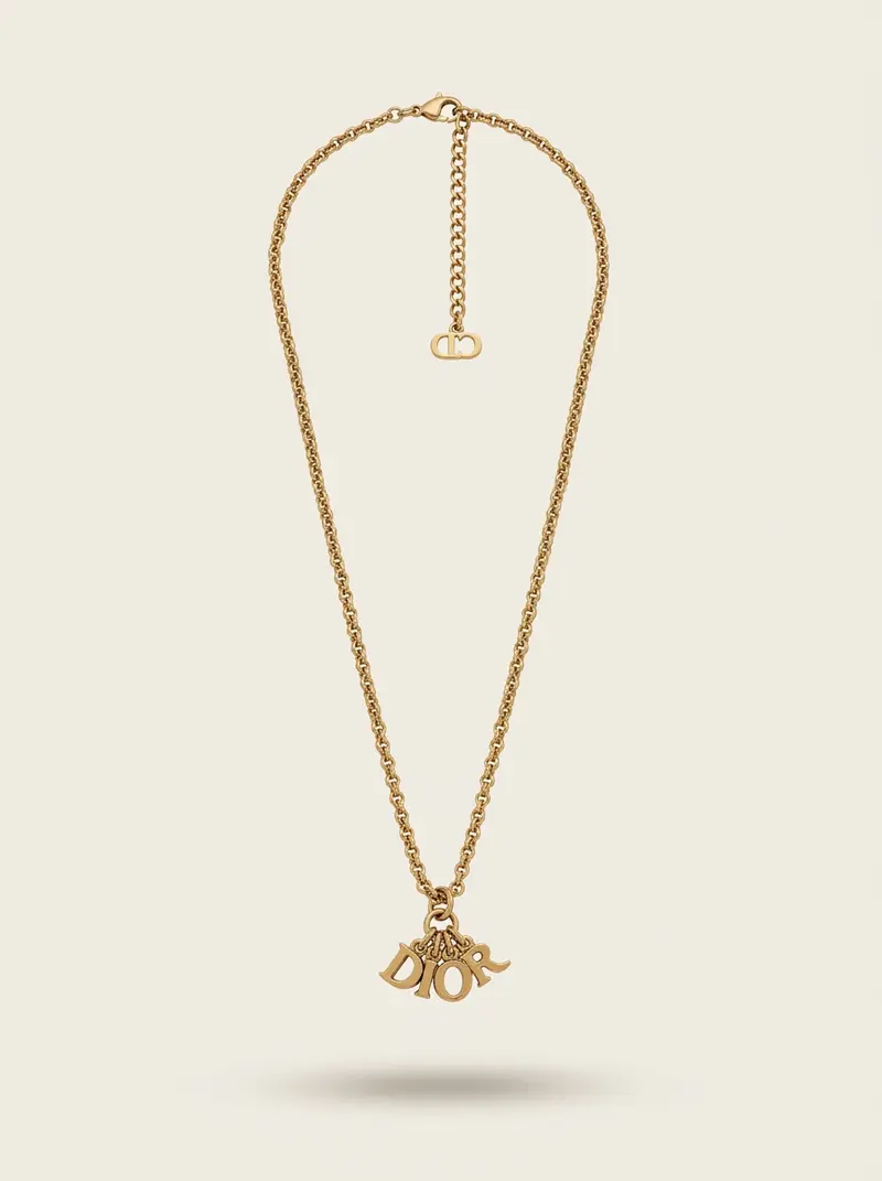 Christian Dior Vintage Gold-Tone Necklace with Charm Pendant