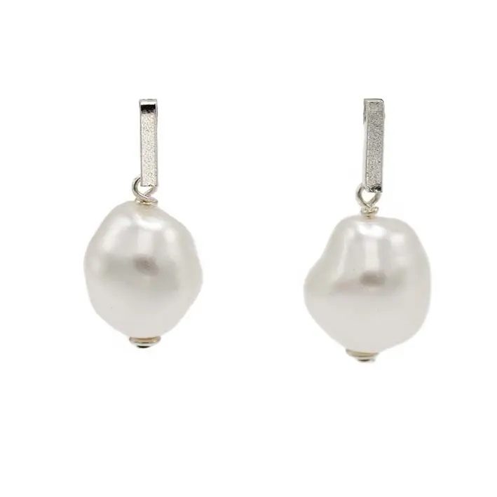 Chunky oorbellen Zilver en Parel, medium