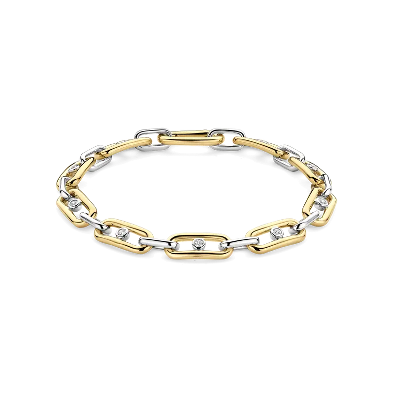 Chunky Open Link Bracelet with Round Zirconia
