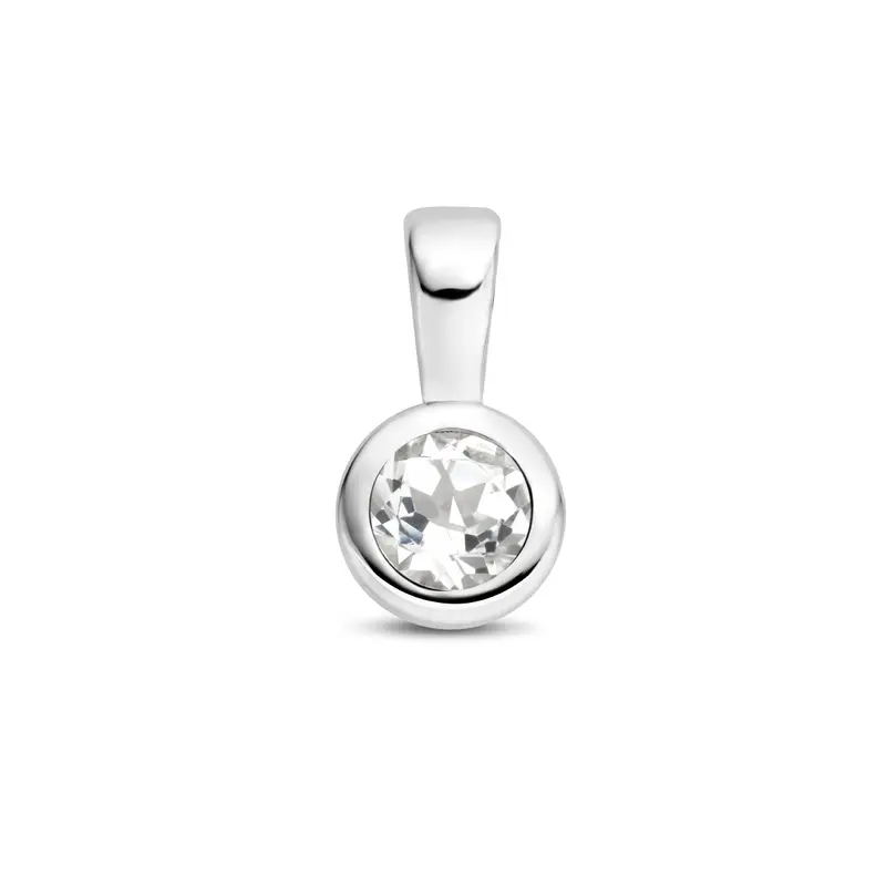 'Cira' 925 gerhodineerd zilver geboortesteenhanger april
