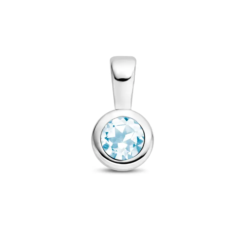 'Cira' 925 gerhodineerd zilver geboortesteenhanger maart