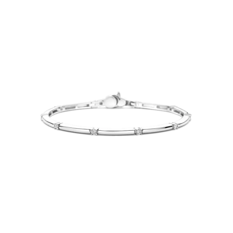 Classic Rectangular Zirconia Bangle Silver