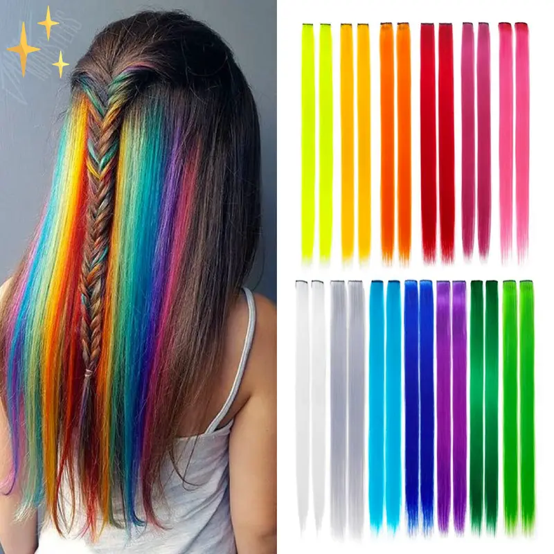 Clip-in Regenbogen Haartressen – Ruby
