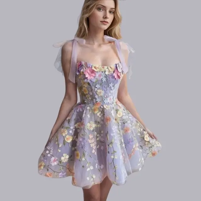 Cocktailkleid aus Tüll mit Blumenapplikationen - Rosalie, Herbst 2025 Edition