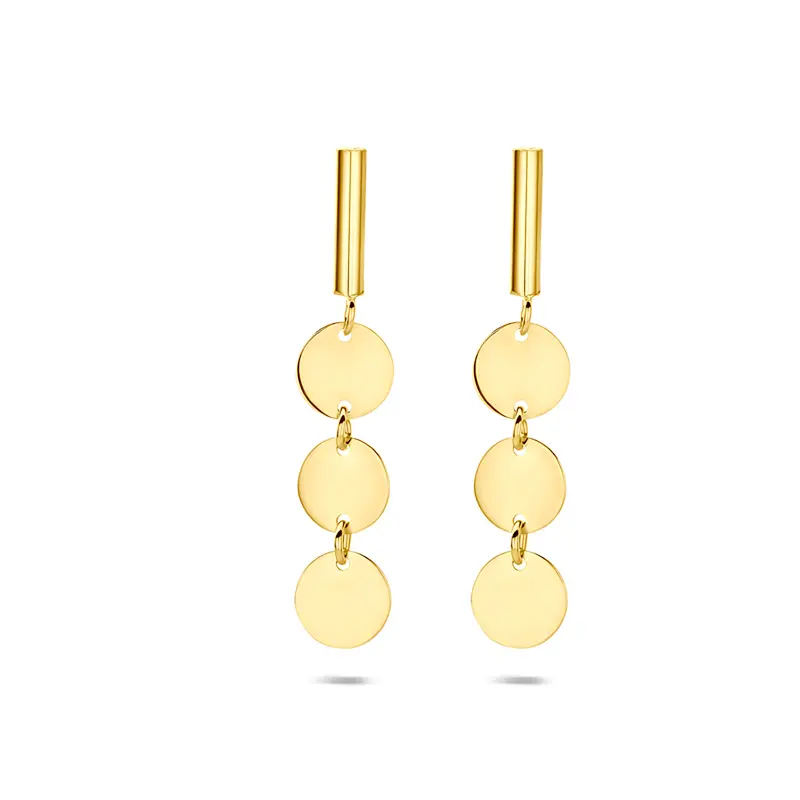 'Coco' 14 karaat geelgouden oorhangers rondjes