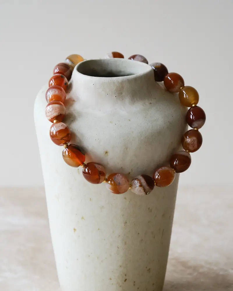 Cocoa Marble Necklace Gold