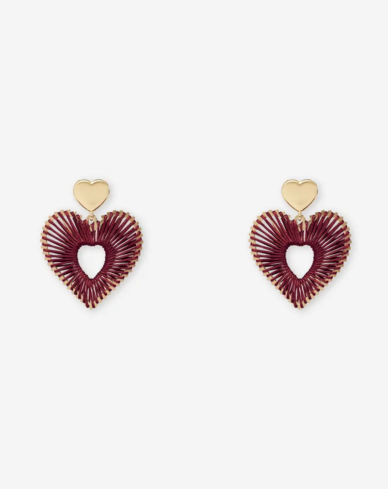 COLORED HEART EARRINGS BURGUNDY