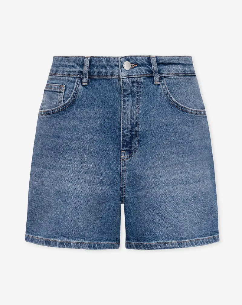 COMFORT MOM DENIM SHORT MID BLAUW