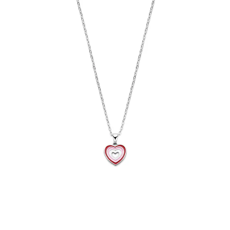 'Confetti' 925 gerhodineerd zilveren kinderketting hartje