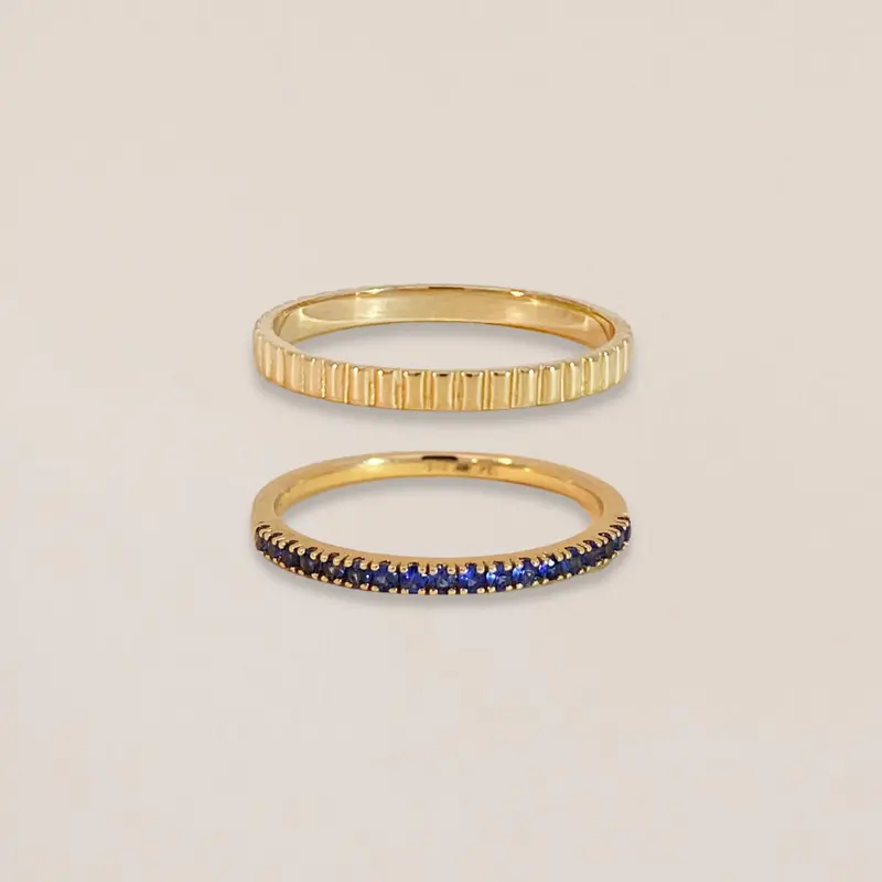 Contour & Sapphire Row Ring Set