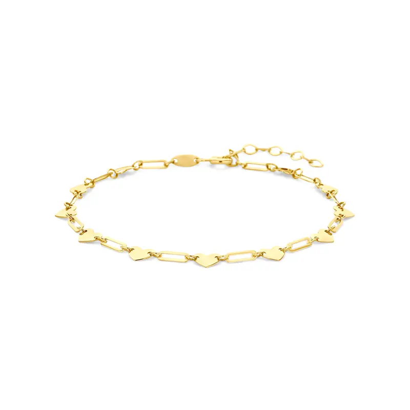 'Corda' 14 karaat geelgouden armband met hartjes