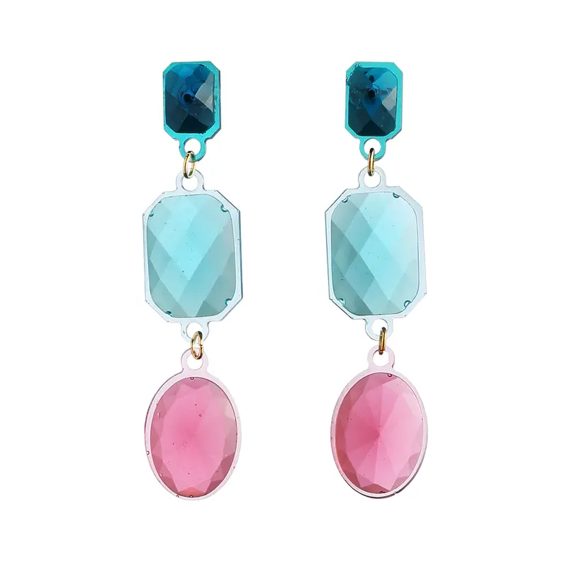 Corsari Jewels Oorbellen Deco Oval | Roze & Turqouise