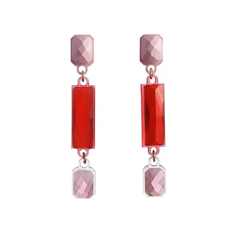 Corsaru Jewels Oorbellen Deco Square | Rood