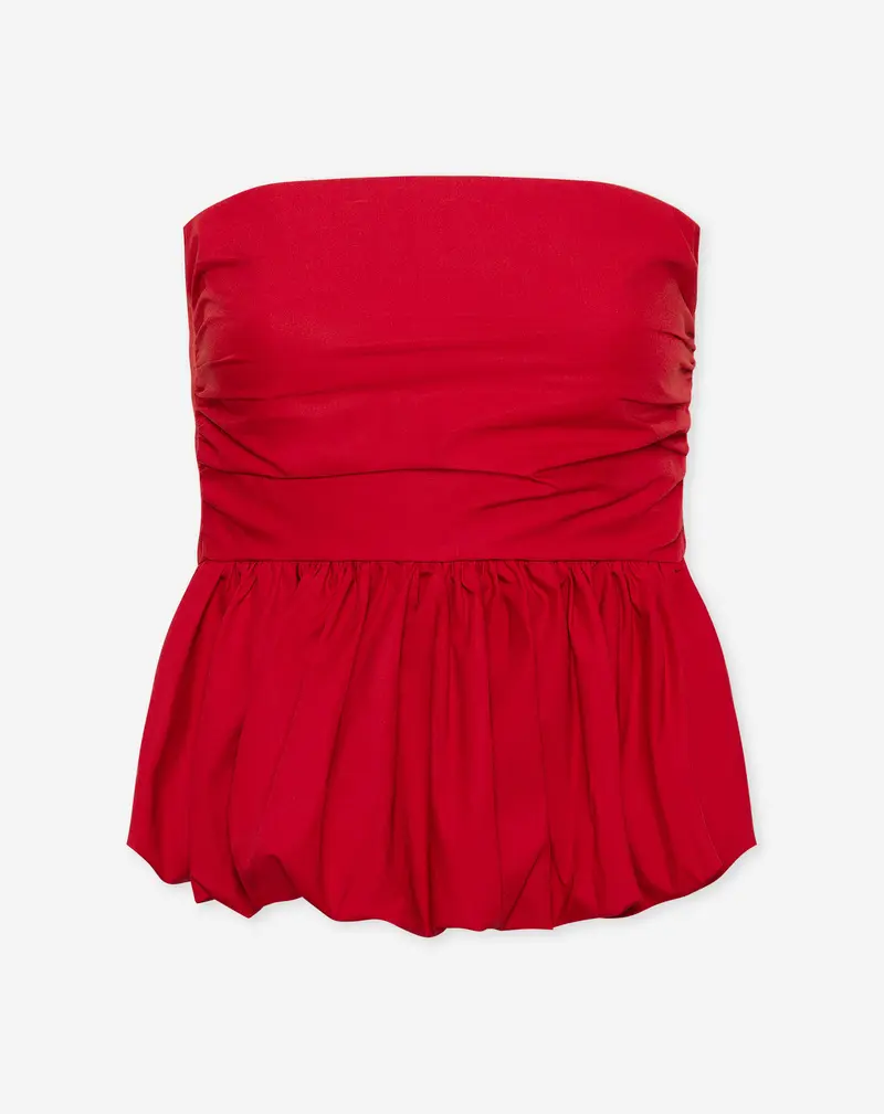 COTTON PEPLUM BUBBLE HEM TOP ROOD