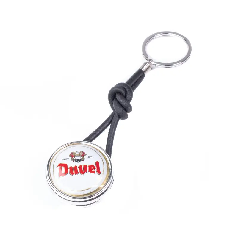 Crazyclage Sleutelhanger Duvel Bierdop | Zwart Leer