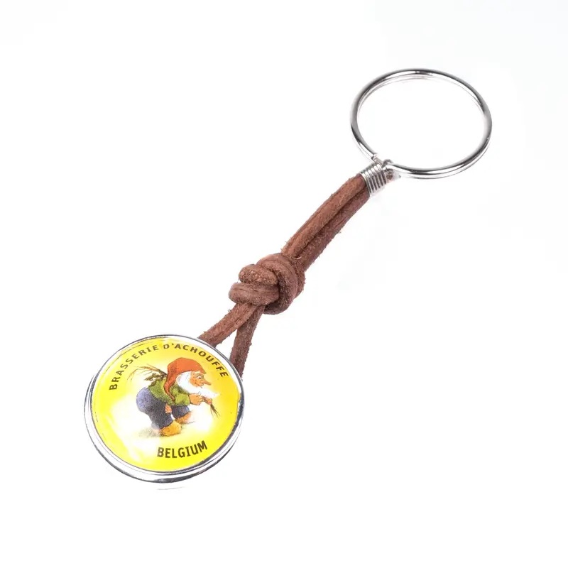 Crazyclage Sleutelhanger La Chouffe Bierdop | Bruin Leer