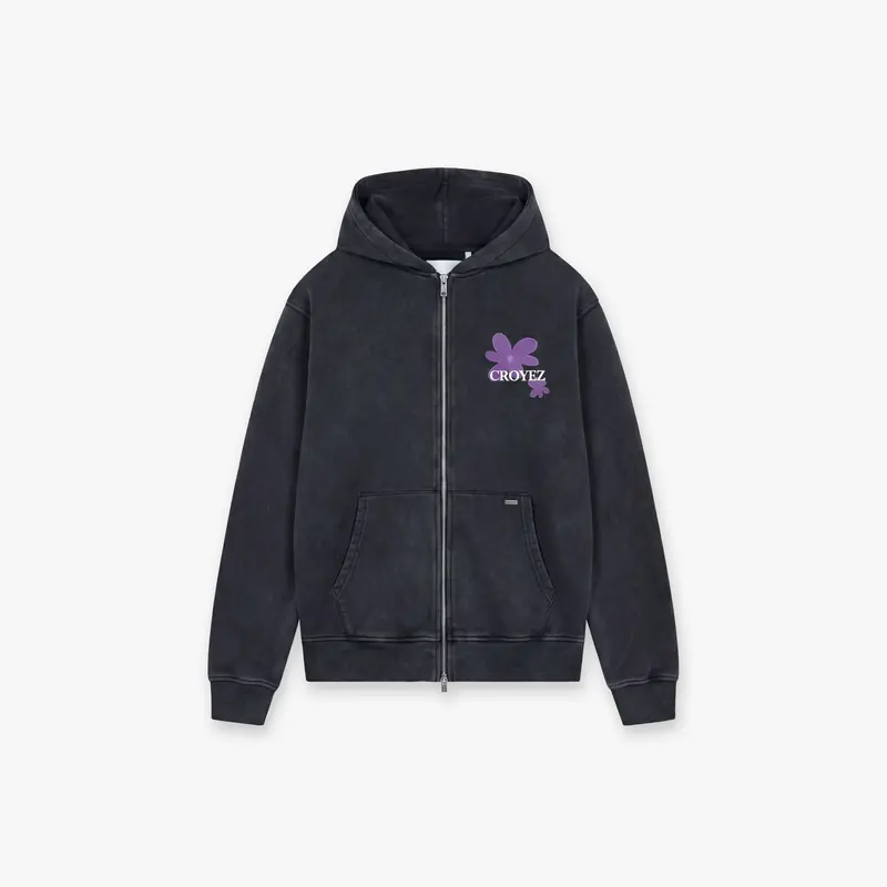 Croyez Botanique Zip Hoodie | Acid Wash/Dark Purple