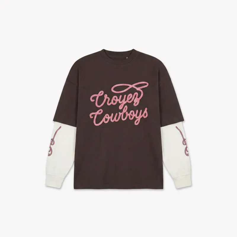 Croyez Cowboys Double Sleeve T-Shirt | Washed Brown