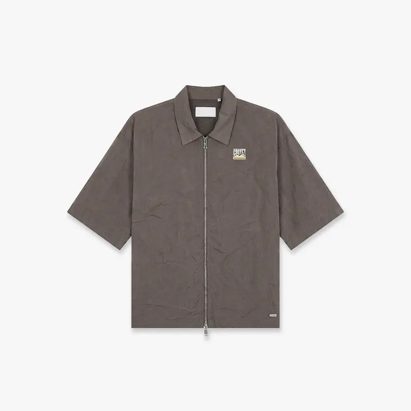 Croyez Crinkle Patch Shirt | Washed Brown