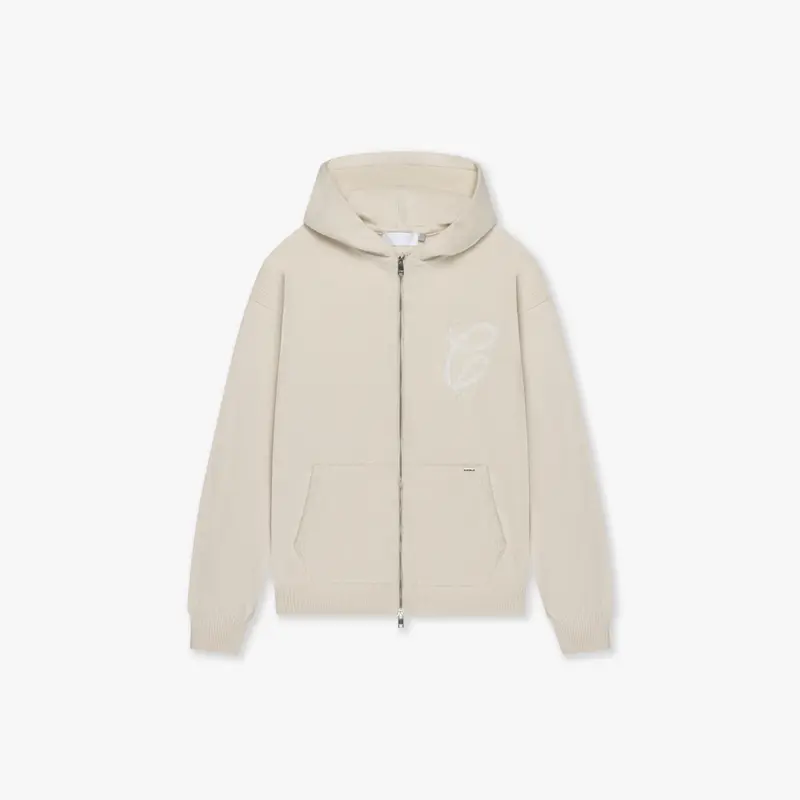 CROYEZ FLUFFY ESSENCE KNIT ZIP-HOODIE | CREAM