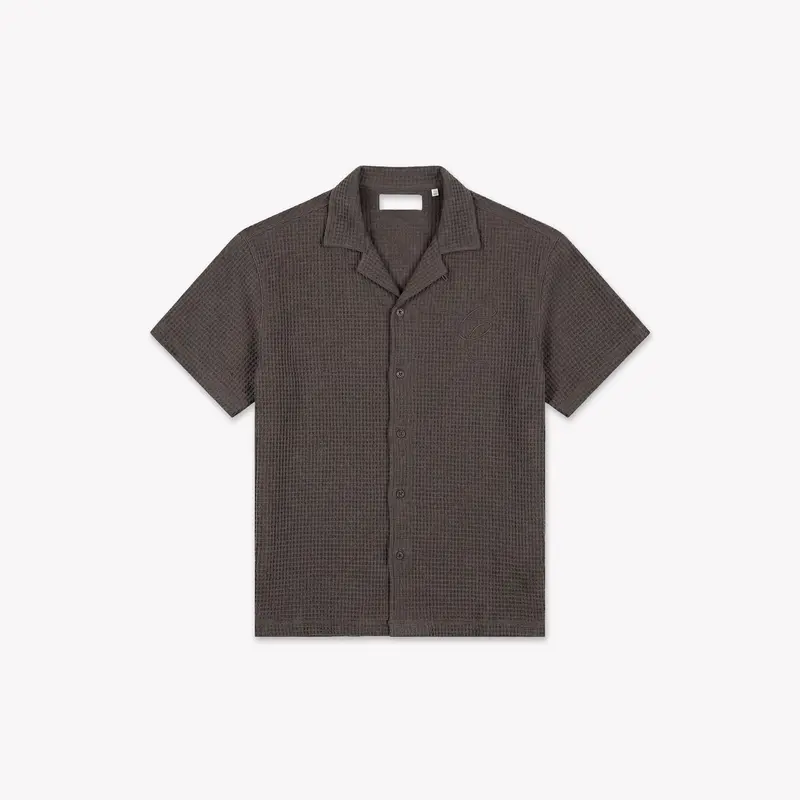 Croyez Initial Waffle Shirt | Washed Brown