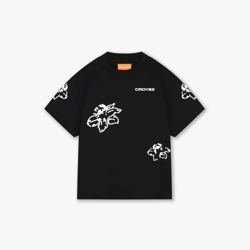 Croyez Mini Initial Flower T-Shirt | Black/White