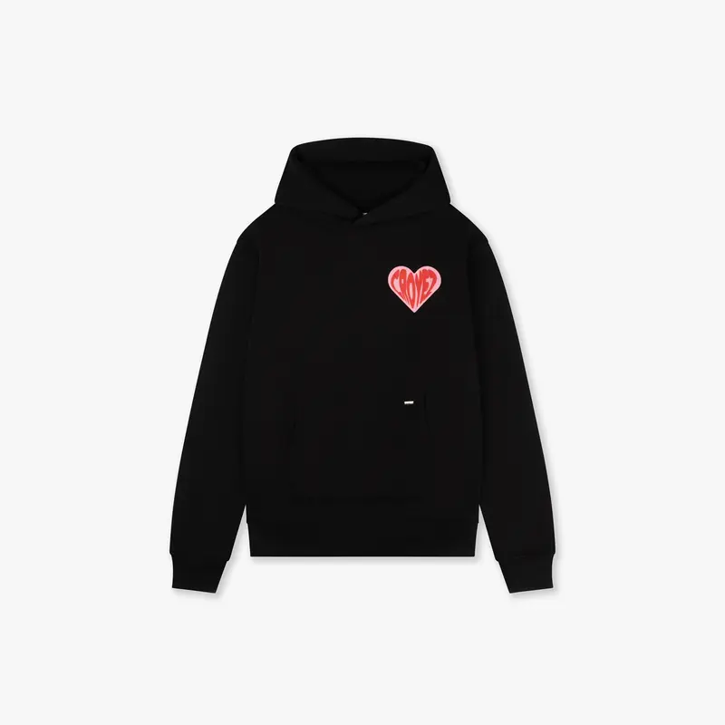 CROYEZ PUFFED HEART HOODIE | BLACK/RED