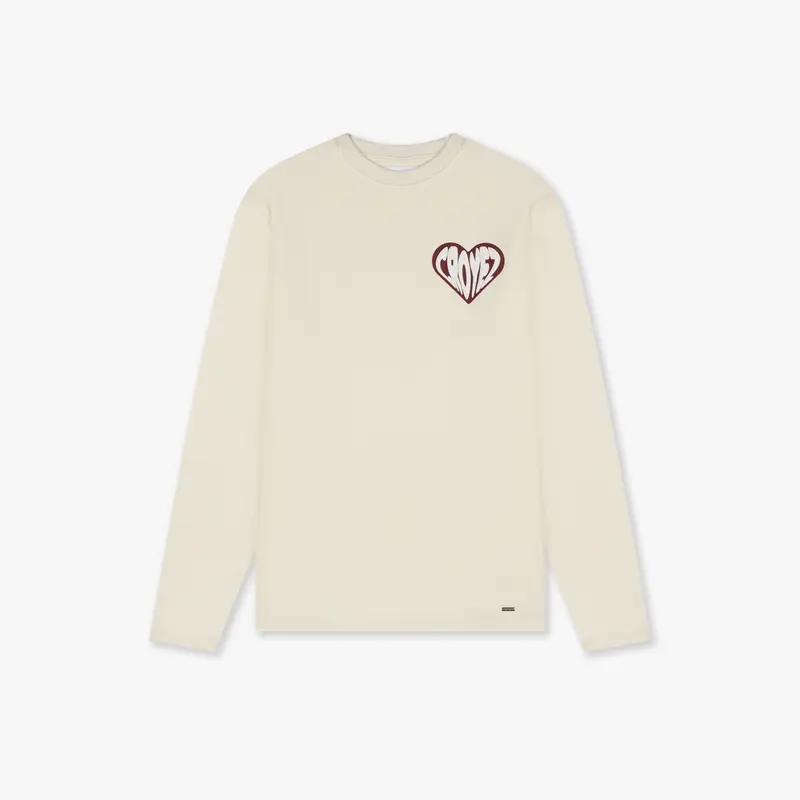 CROYEZ PUFFED HEART LONGSLEEVE T-SHIRT | OFF-WHITE