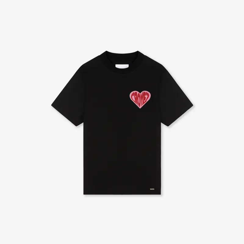CROYEZ PUFFED HEART T-SHIRT | BLACK/RED