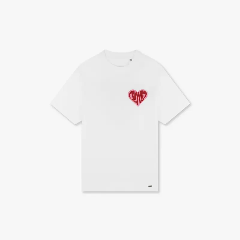 CROYEZ PUFFED HEART T-SHIRT | WHITE/RED
