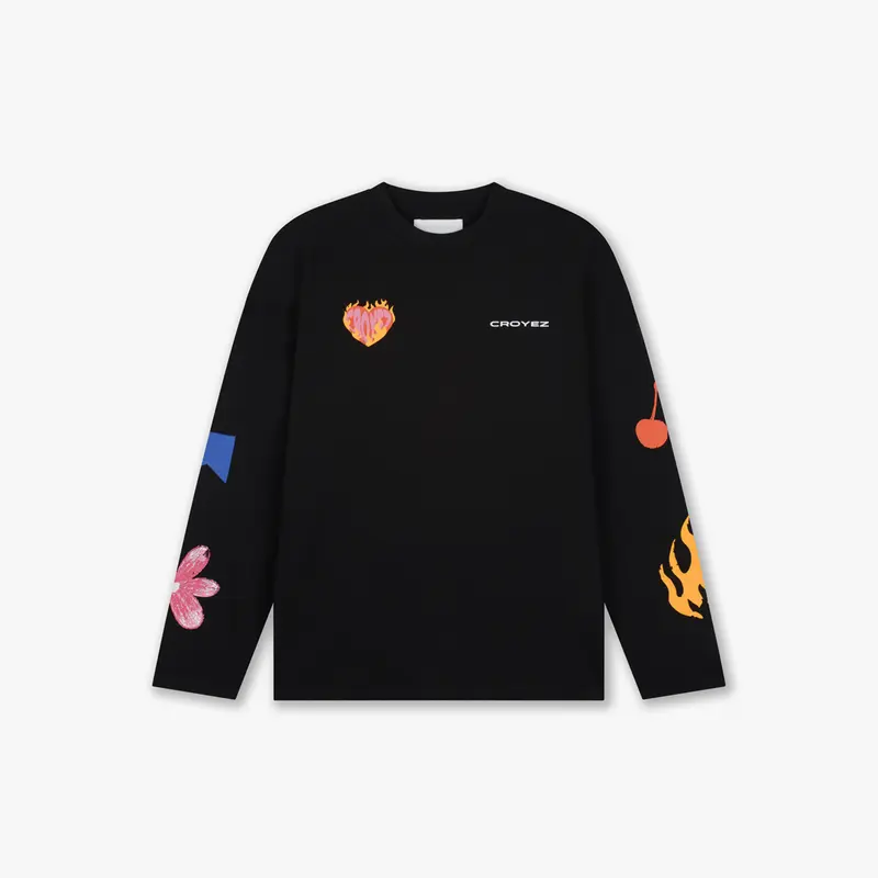 Croyez Sketched Longsleeve T-Shirt | Black