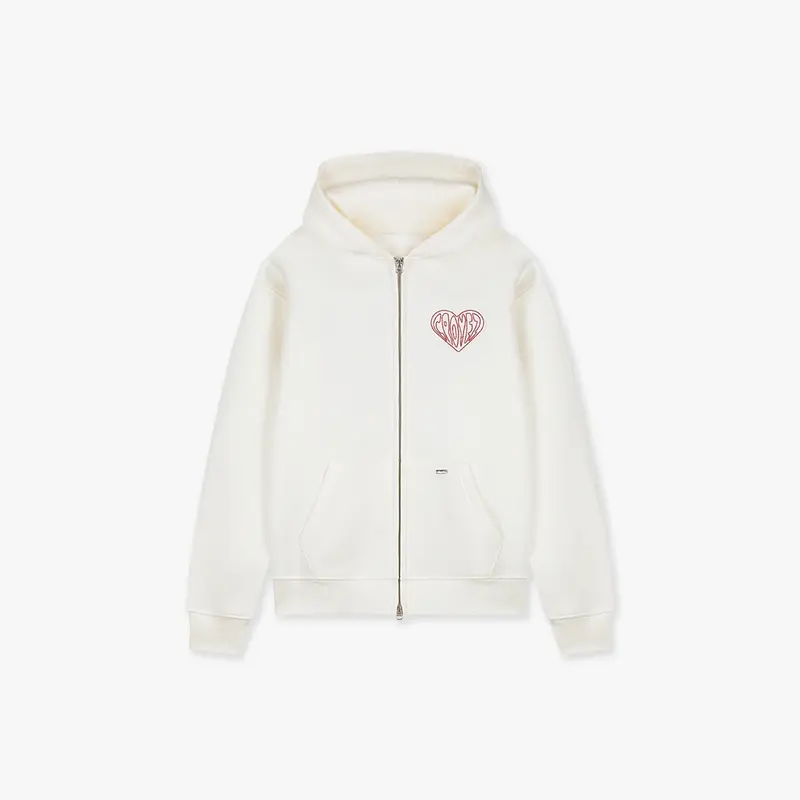 Croyez Stitched Heart Zip Hoodie | Off-White