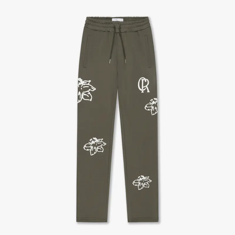 CROYEZ STRAIGHT LEG FLOWER SWEATPANTS | DUSTY OLIVE