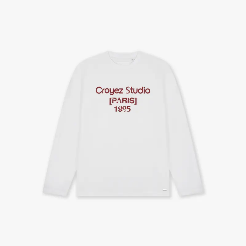 Croyez Studio Damaged Longsleeve T-Shirt | White/Cherry